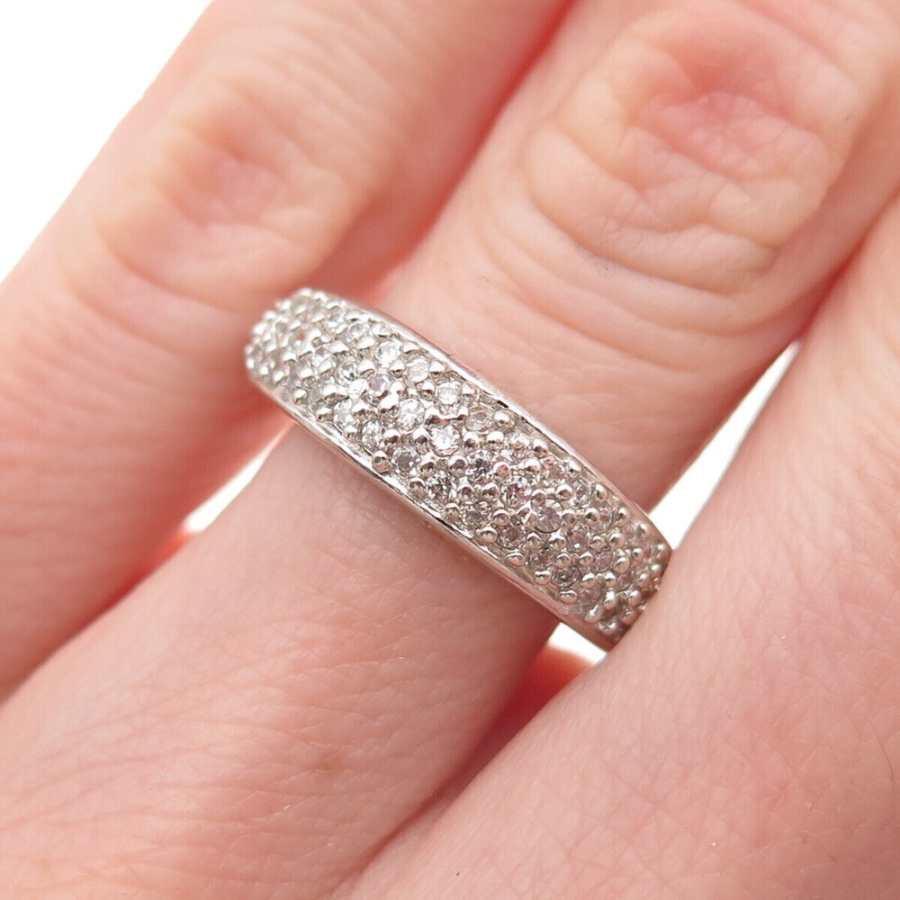 925 Sterling Silver Round-Cut C Z Sparkle Ring Size 6